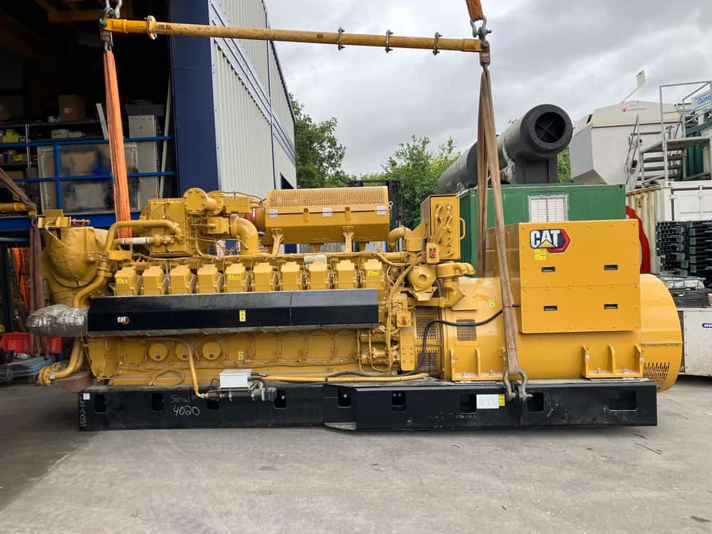 a large industrial Caterpillar (CAT) gas generator set